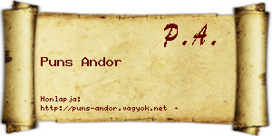 Puns Andor névjegykártya